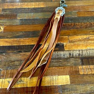 Leather Fringe Bag Charm or key fob